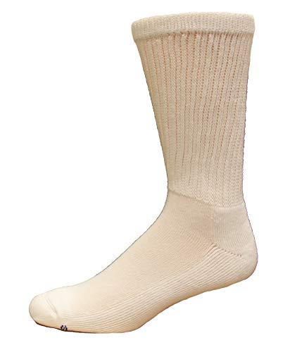 MediPeds Coolmax Cotton Half Cushion Crew Socks for Men, X-Large, White, 2 Pair for Foot Comfort and All-Day Wear  
Medi