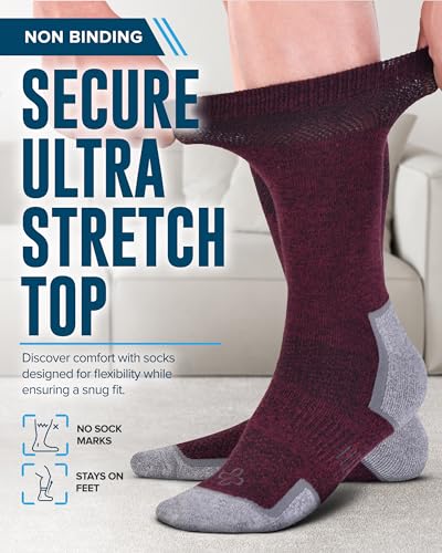 Doctor's Select Bamboo Viscose Diabetic Socks for Men - Neuropathy Socks | Black, White, Tan, Light Brown, Brown, Maroon