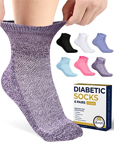 Diabetic Socks for Women & Men - Pembrook Edema Neuropathy Wide Non Binding Socks - 6 Pairs - OEKO-TEX STANDARD 100
| W